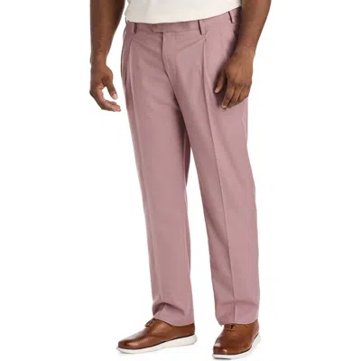 Oak Hill By Dxl Big & Tall  Waist-relaxer Pleated Dress Pants In Purple