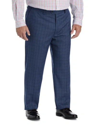 Oak Hill By Dxl Big & Tall Washed Plaid Suit Pants In Blue