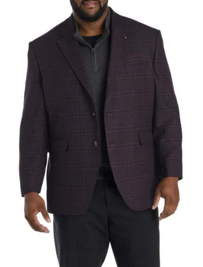 Oak Hill By Dxl Big & Tall Windowpane Sport Coat In Burgundy