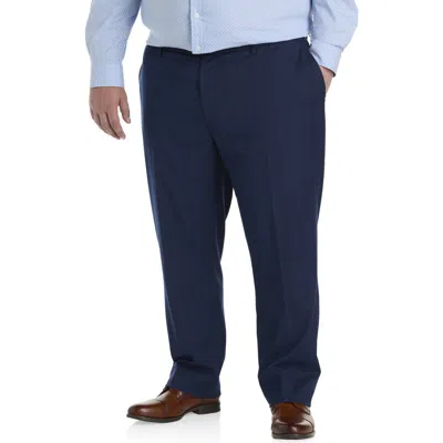 Oak Hill By Dxl Big & Tall Windowpane Suit Pants In Blue