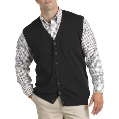 Oak Hill By Dxl Button-front Sweater Vest In Carbon Heather