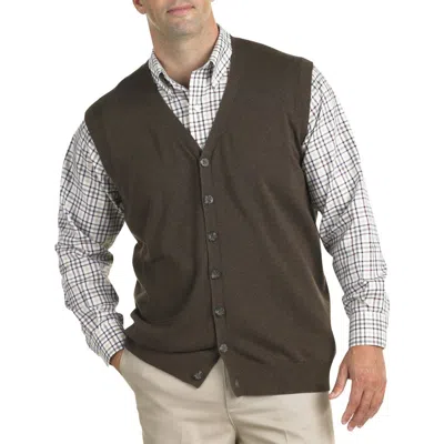 Oak Hill By Dxl Button-front Sweater Vest In Jave Hthr