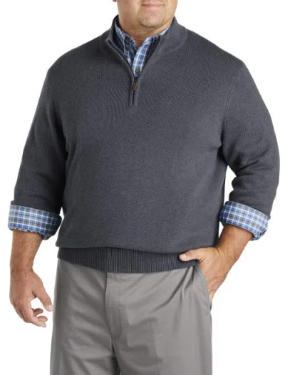 Oak Hill By Dxl Marled 1/4-zip Sweater In Carbon Heather