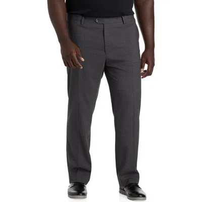 Oak Hill By Dxl Oak Hill Waist-relaxer Mini Plaid Dress Pants In Grey