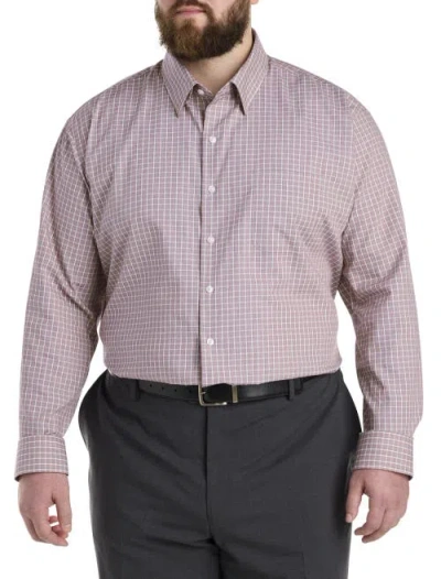 Oak Hill Premium By Dxl Big & Tall Check Dress Shirt In Burgundy