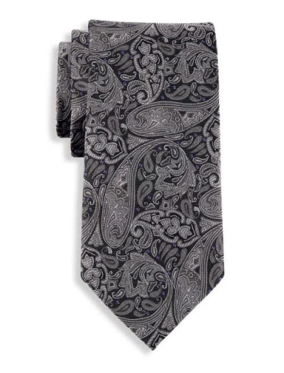 Oak Hill Premium By Dxl Big & Tall Fancy Paisley Tie In Gray