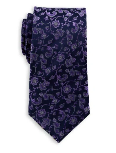 Oak Hill Premium By Dxl Big & Tall Floral Vines Tie In Purple