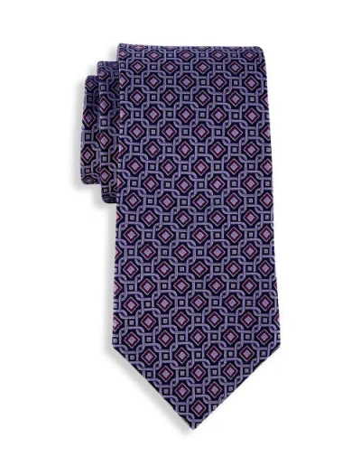 Oak Hill Premium By Dxl Big & Tall Geometric Link Silk Tie In Blue