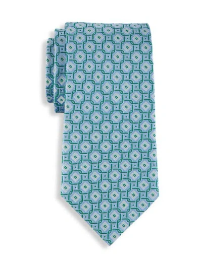 Oak Hill Premium By Dxl Big & Tall Geometric Link Silk Tie In Green