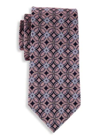 Oak Hill Premium By Dxl Big & Tall Geometric Pattern Silk Tie V2 In Pink