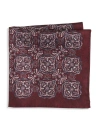 Oak Hill Premium By Dxl Big & Tall Medallion Silk Pocket Square In Burgundy