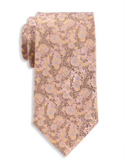 Oak Hill Premium By Dxl Big & Tall Paisley Floral Silk Tie In Pink