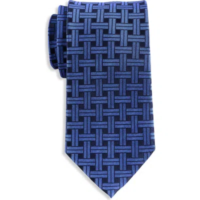 Oak Hill Premium By Dxl Big & Tall Patterned Link Silk Tie In Blue