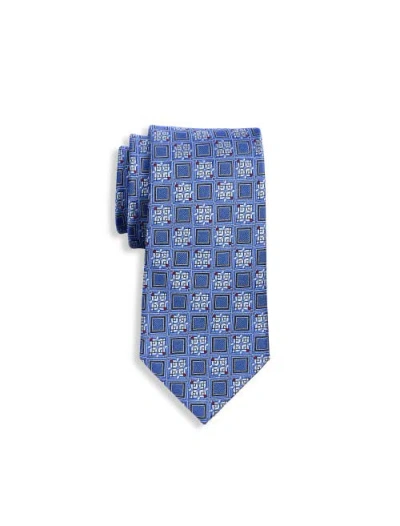 Oak Hill Premium By Dxl Big & Tall Small Square Silk Tie In Blue