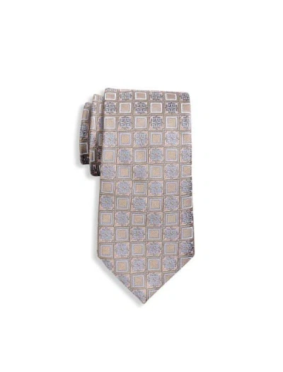 Oak Hill Premium By Dxl Big & Tall Small Square Silk Tie In Neutral