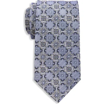 Oak Hill Premium By Dxl Big & Tall Spring Medallion Silk Tie In Grey