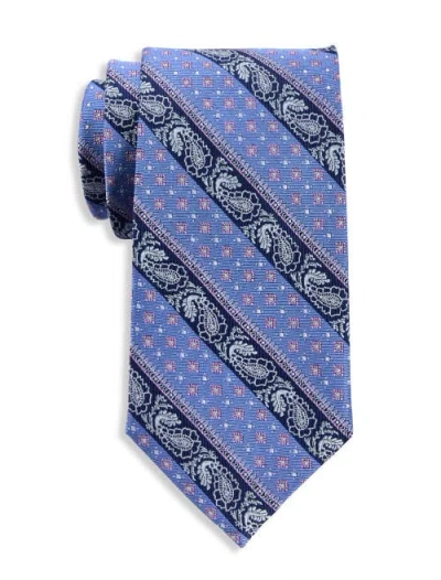 Oak Hill Premium By Dxl Big & Tall Striped Paisley Slik Tie In Blue