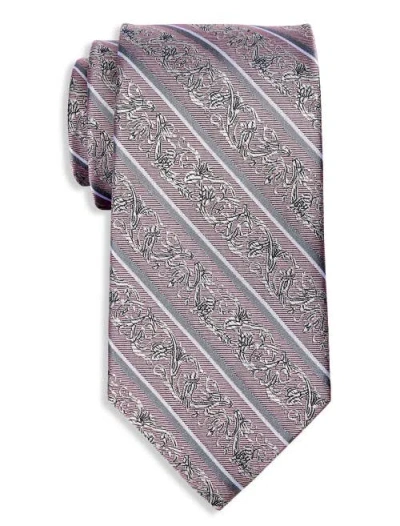 Oak Hill Premium By Dxl Big & Tall Striped Silk Tie In Pink