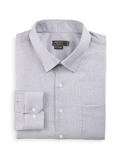 Oak Hill Premium By Dxl Big & Tall Textured Check Patterned Dress Shirt In Gray