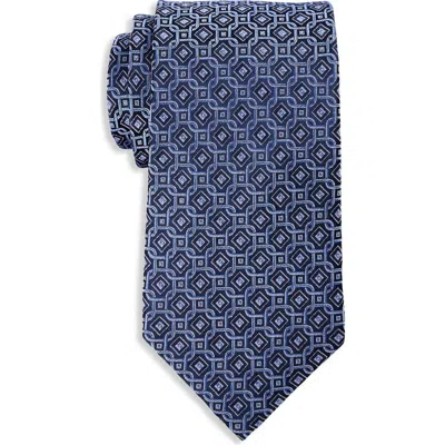 Oak Hill Premium By Dxl Big & Tall Tonal Geometric Link Silk Tie In Blue