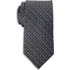 Oak Hill Premium By Dxl Big & Tall Tonal Geometric Link Silk Tie In Black
