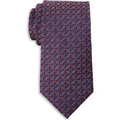 Oak Hill Premium By Dxl Big & Tall Tonal Geometric Link Silk Tie In Blue