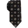 Oak Hill Premium By Dxl Big & Tall Winter Medallion Silk Tie In Black