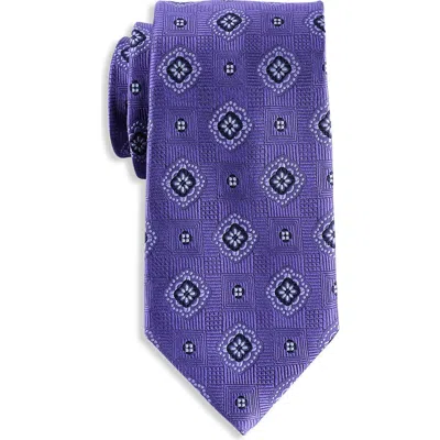 Oak Hill Premium By Dxl Big & Tall Winter Medallion Silk Tie In Blue