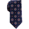 Oak Hill Premium By Dxl Big & Tall Winter Medallion Silk Tie In Navy