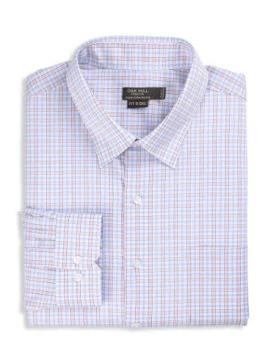 Oak Hill Premium By Dxl Big & Tall Wrinkle-resistant Grid Patterned Dress Shirt In Pink