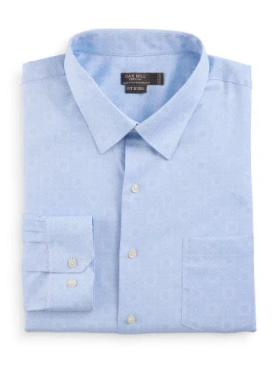 Oak Hill Premium By Dxl Big & Tall Wrinkle-resistant Elevated Floral Dress Shirt In Blue