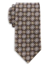 Oak Hill Premium By Dxl Oak Hill Premium Medallion Patterned Silk Tie In Brown