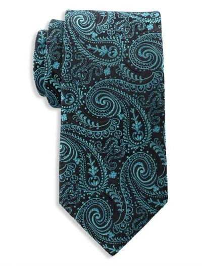 Oak Hill Premium By Dxl Oak Hill Premium Paisley Silk Tie In Teal