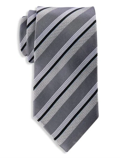 Oak Hill Premium By Dxl Oak Hill Premium Striped Silk Tie In Grey