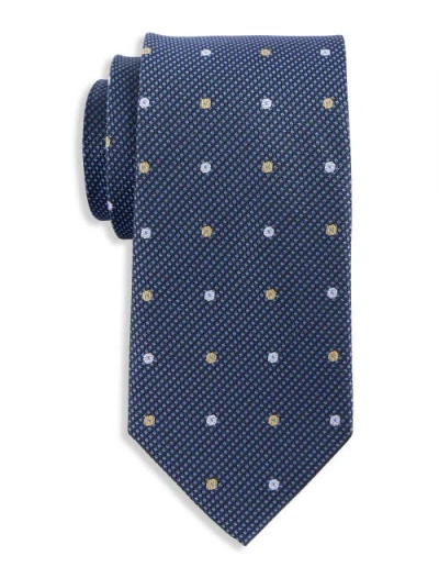 Oak Hill Premium By Dxl Oak Hill Premium Textured Dot Silk Tie In Navy