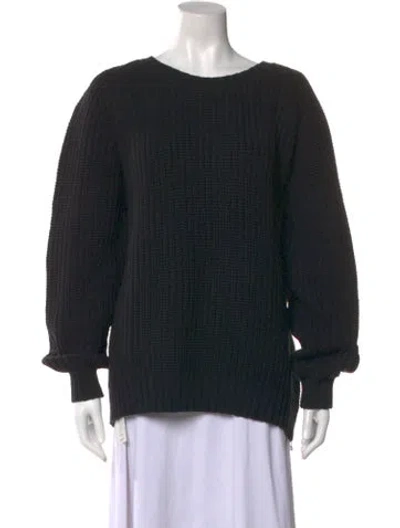 Pre-owned Oak Lambswool Scoop Neck Sweater In Black