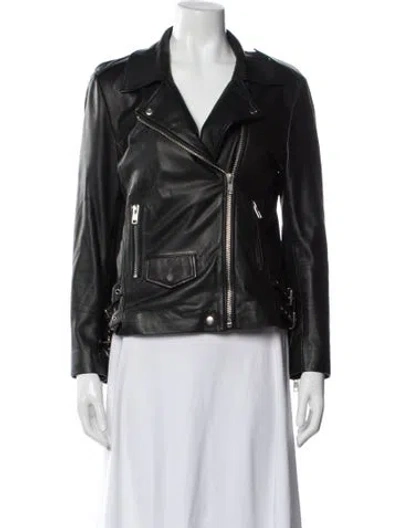 Pre-owned Oak Leather Biker Jacket In Black