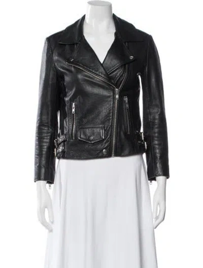 Pre-owned Oak Leather Biker Jacket In Black