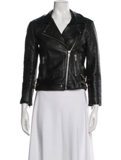 Pre-owned Oak Leather Biker Jacket In Black