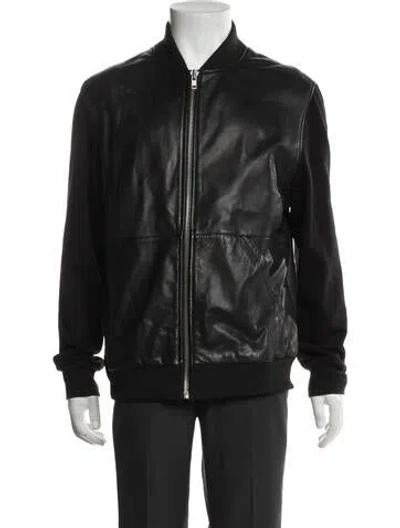 Pre-owned Oak Leather Bomber Jacket In Black