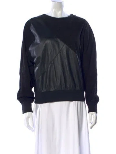 Pre-owned Oak Leather Crew Neck Sweatshirt In Black