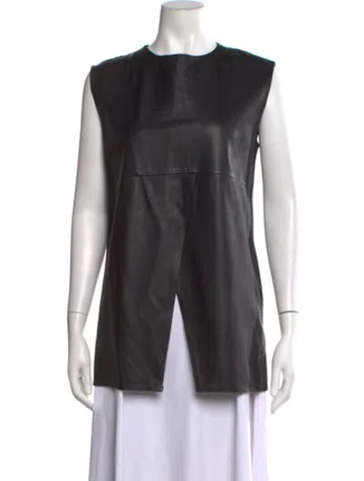Pre-owned Oak Leather Crew Neck Tunic In Black