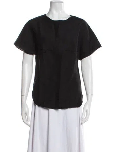 Pre-owned Oak Linen Crew Neck Top In Black
