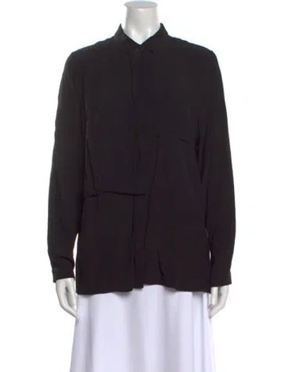 Pre-owned Oak Long Sleeve Button-up Top In Black