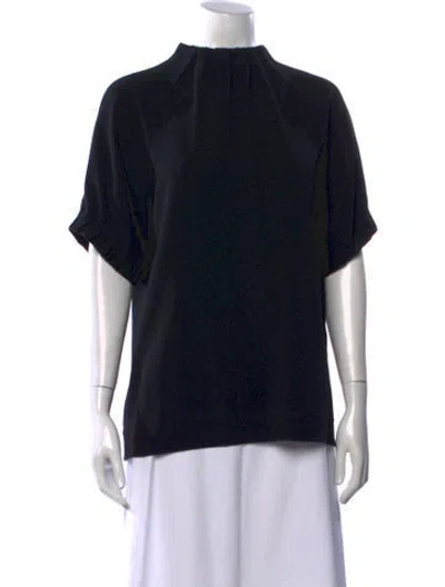 Pre-owned Oak Mock Neck Short Sleeve Top In Grey