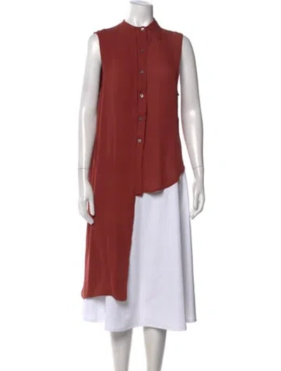 Pre-owned Oak Mock Neck Sleeveless Tunic In Neutral