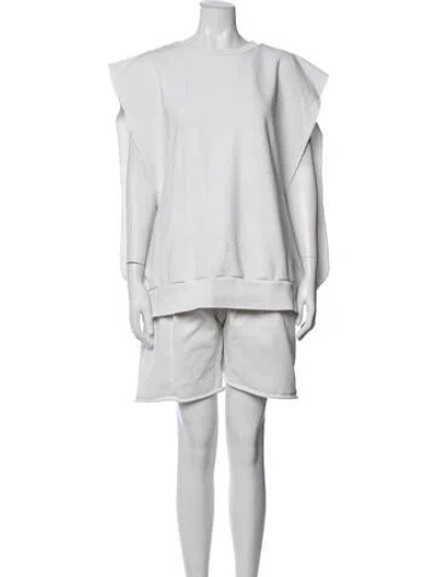 Pre-owned Oak Raw-edge Trim Short Set In White