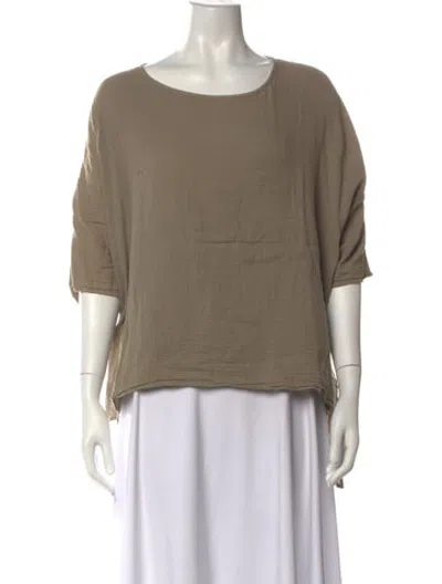 Pre-owned Oak Scoop Neck Short Sleeve Top In Neutrals