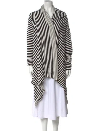 Pre-owned Oak Striped Cowl Neck Sweater In White