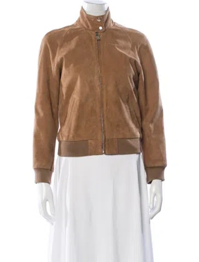 Pre-owned Oak Suede Bomber Jacket In Brown